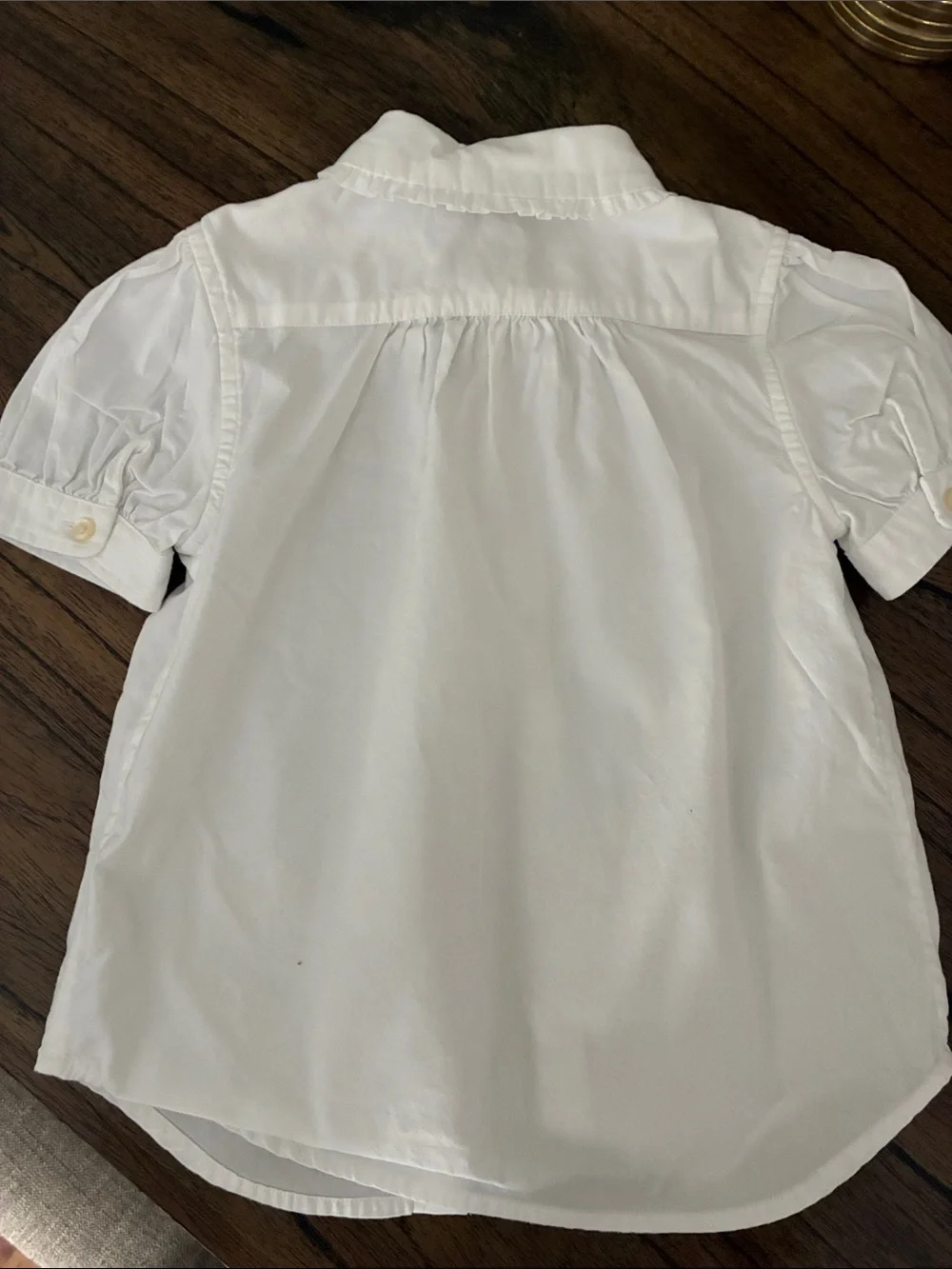 Ralph Lauren White Short-Sleeve Button-Front Girls' Shirt with Pony Logo
